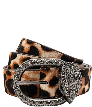 London Mayfair Leopard Haircalf Belt by Kurt Geiger
