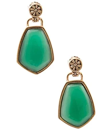 Midnight Garden Golden and Green Onyx Drop Earrings by Barse