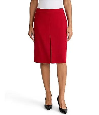 Box Pleat Knee Length Crepe Skirt by Kasper