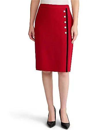 Knee Length Side Buttoned Pencil Skirt by Kasper