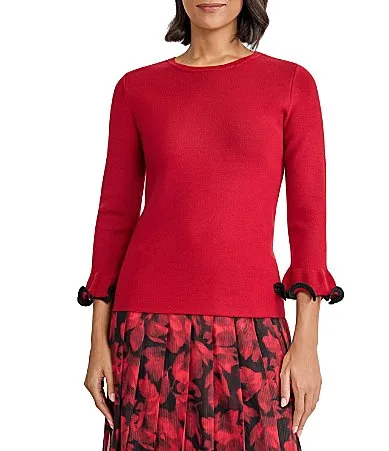 34 Sleeve Crew Neck Top by Kasper