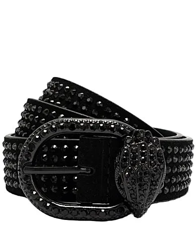 London Mayfair Embellished Scratchy Suede Belt by Kurt Geiger