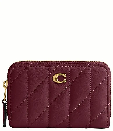 Pillow Quilted Small Zip Around Gold Hardware Card Case by Coach