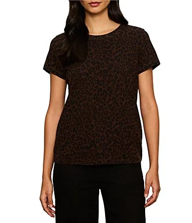 The Perfect Tee Leopard Printed Crew Neck Short Sleeve Top by Sanctuary