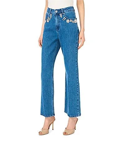 Full Length Embellished Denim Jeans by CeCe