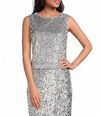 Boat Neck Sequin Leslie Blouse by Gianni Bini