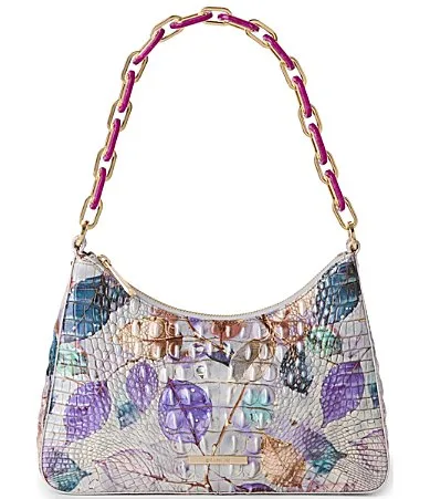 Melbourne Collection Esme Frosted Leaf Mod Chain Shoulder Bag by Brahmin