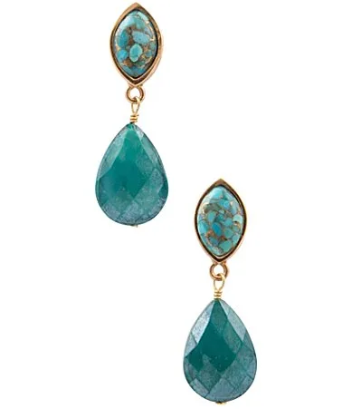Verdant Glow Golden Apatite and Crystal Post Drop Earrings by Barse