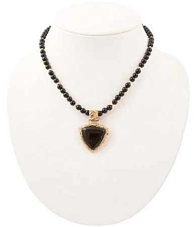 Midnight Luxe Golden and Onyx Beaded Short Pendant Necklace by Barse