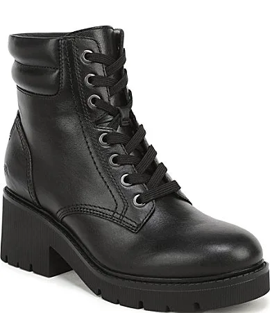 Jovani Leather Lace Up Lug Sole Platform Booties