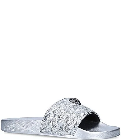 Meena Metallic Logo Ornament Eagle Pool Slide Sandals by Kurt Geiger