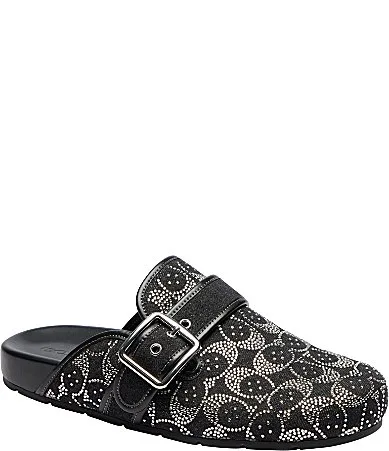 Archival Buckle Crystal Signature Denim Clogs by Coach