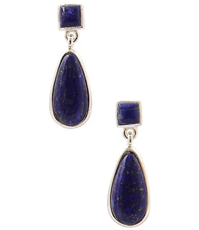 Starlit Silver and Lapis Drop Earrings by Barse