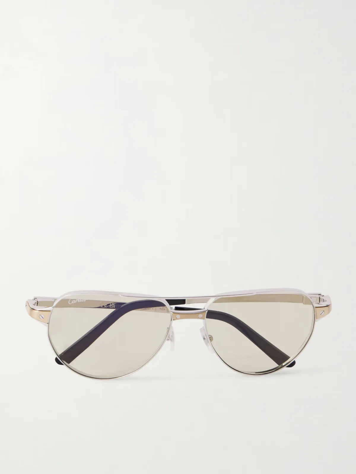 - Santos De Cartier Aviator-style Gold- And Silver-tone Sunglasses - by Cartier Eyewear