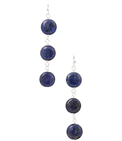 Starlit Silver and Lapis Linear Earrings by Barse