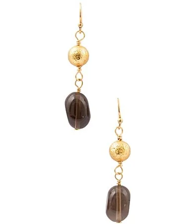 Shadow Smoky Quartz Luxe Drop Earrings by Barse