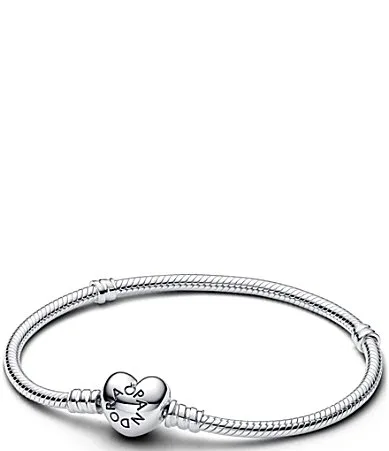 Heart Snake Sterling Silver Chain Bracelet