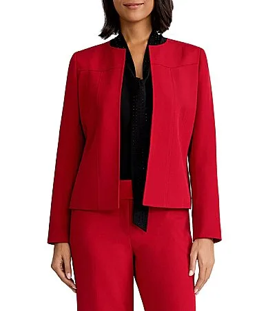 Jewel Neck Open Front Jacket by Kasper