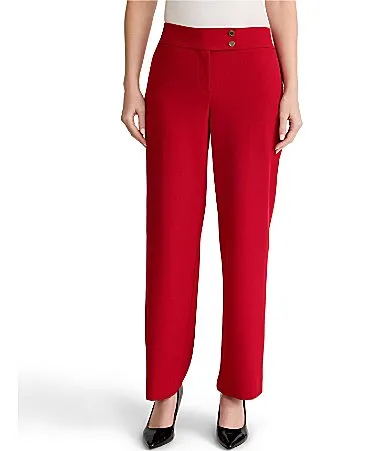 Flat Front Wide Leg Mid Rise Pants
