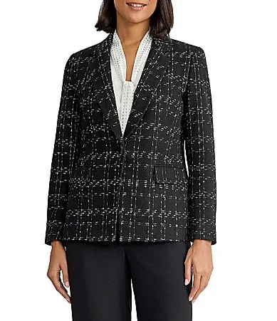 One Button Notch Collar Blazer by Kasper