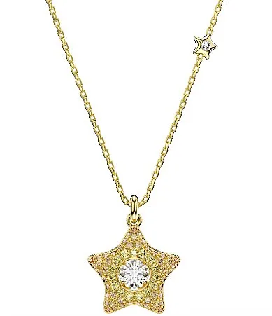 Sublima Round Cut Star Gold Short Pendant Necklace by Swarovski
