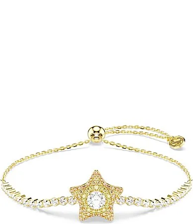 Sublima Round Cut Star Gold Adjustable Bracelet by Swarovski