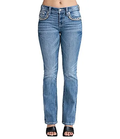 Embroidered-Pocketed Mid Rise Skinny Fit Jeans by Miss Me