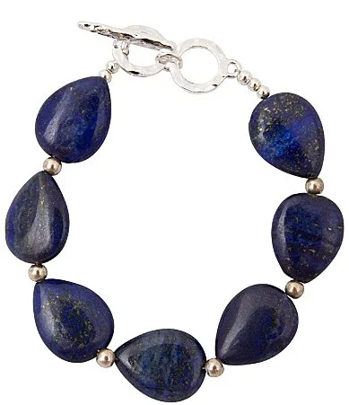 Starlit Silver and Lapis Beaded Adjustable Line Bracelet by Barse