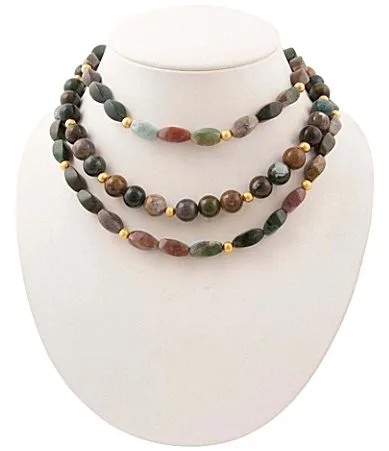 Verdant Glow Golden and Agate Beaded Statement Necklace by Barse