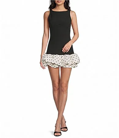 Drop Waist Bubble Hem Ruffle Mini Dress by GB