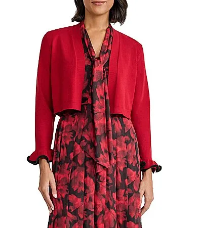 Cropped Shawl Collar 34 Sleeve Sweater by Kasper
