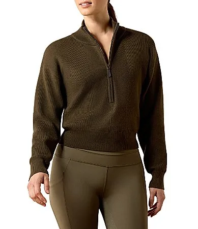 Foxleigh Ribbed Knit Mock Neck Long Sleeve Sweater Top by Ariat