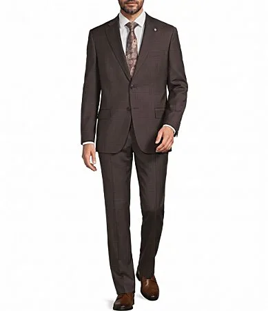 New York Modern Fit Flat Front Plaid Wool 2-Piece Suit by Hart Schaffner Marx