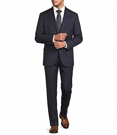Chicago Classic Fit Flat Front Striped 2-Piece Suit
