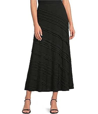 Woven Solid A-Line Pull-On Skirt by Calessa