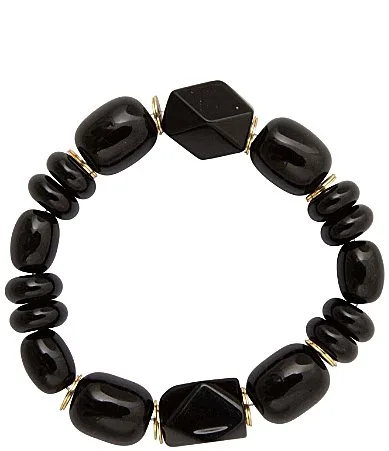Midnight Luxe Golden and Onyx Beaded Stretch Bracelet