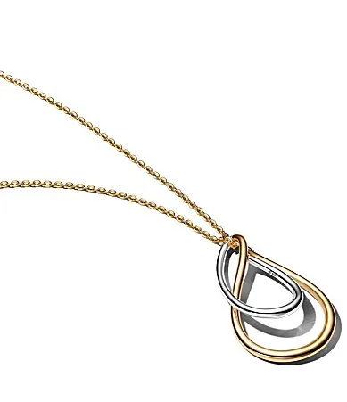 Two Tone Freeform Oval Short Pendant Necklace by Pandora