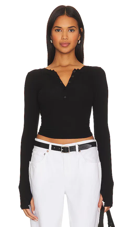 Enza Costa Rib Baseball Henley by Enza Costa