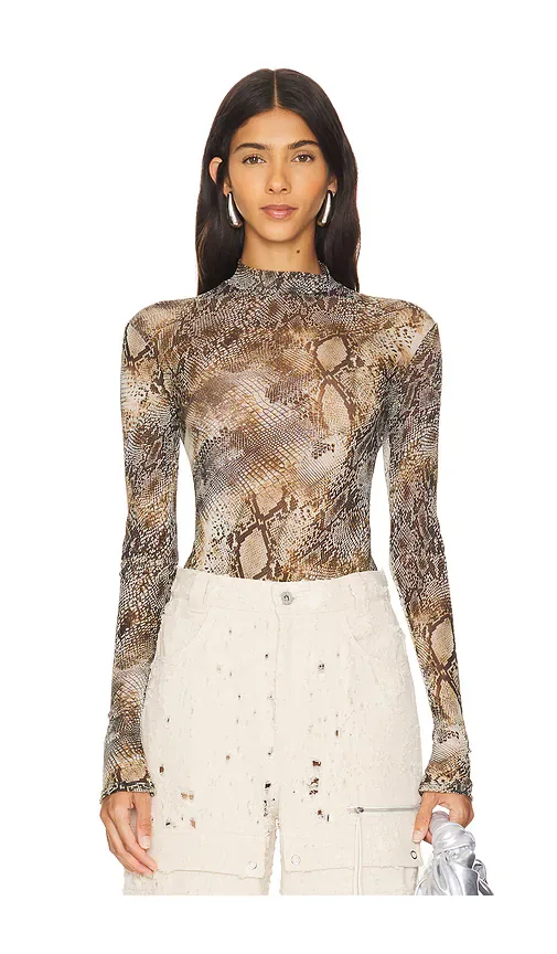 LaPointe Mesh Mock Neck Bodysuit by Lapointe