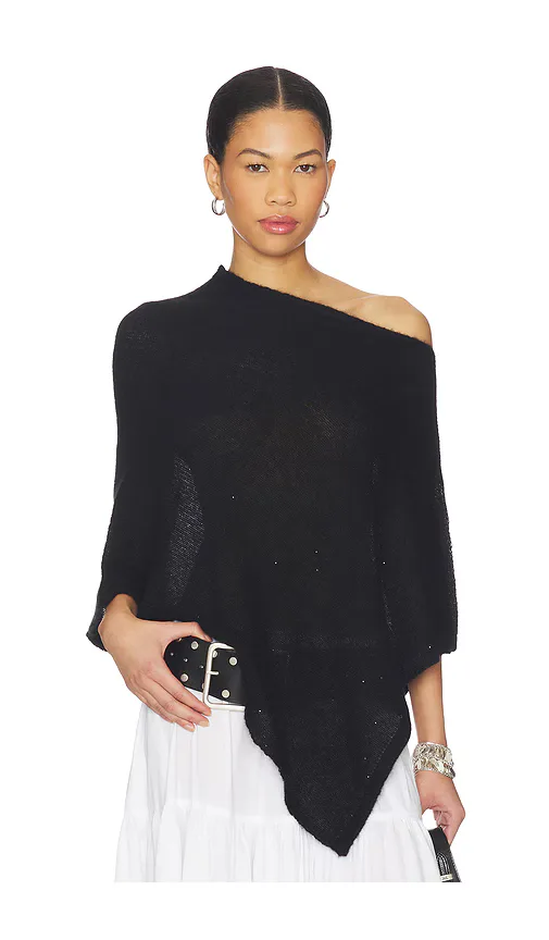 Sequin Cropped Poncho Capelet in Flint