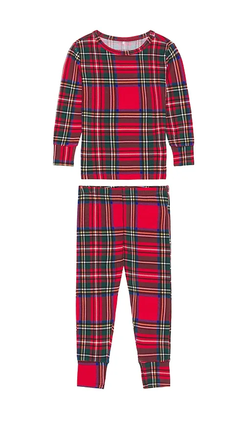 Red Tartan Plaid Long Sleeve Basic Pajama by Posh Peanut