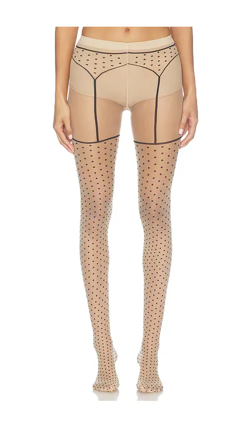 Dotted Garter Belt Tights by Wolford
