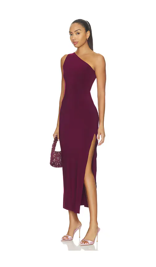 One Shoulder Long Dress with Side Slit by Norma Kamali