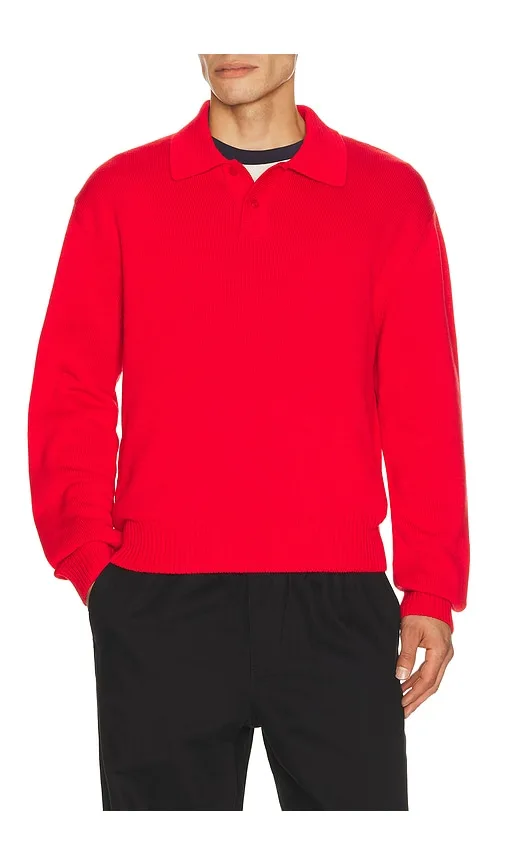Cotton Long Sleeve Knit Polo by Palmes
