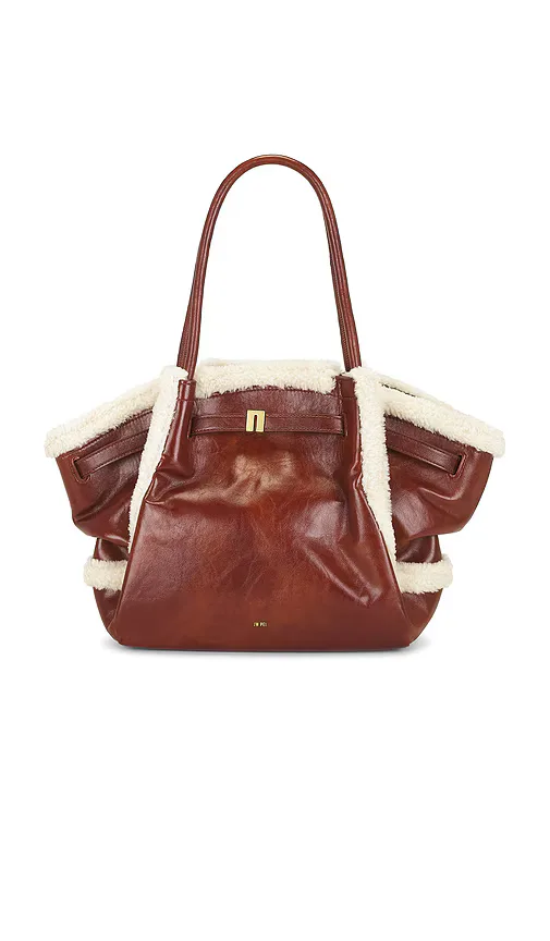 Hana Medium Faux Shearling Trim Tote Bag by Jw Pei