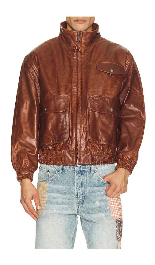 Redwood Leather Bomber Jacket by Found