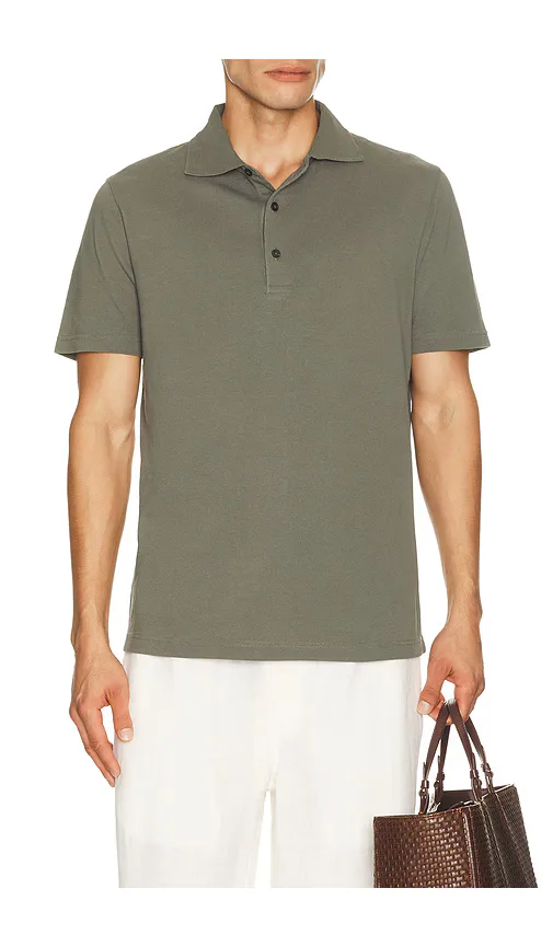 Luca Cotton Piquet Polo Button Up Short Sleeve by Frescobol Carioca