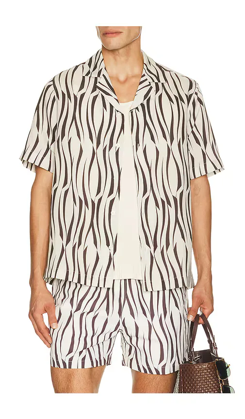 Roberto Lyocell Blend Vento Print Short Sleeve Shirt by Frescobol Carioca