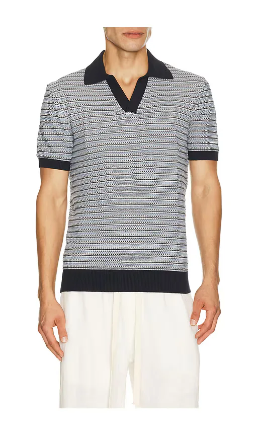 Rino Cotton Blend Short Sleeve Contrast Knitted Polo by Frescobol Carioca
