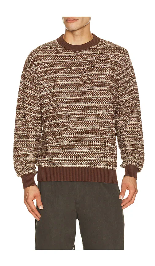Jardim Cotton Blend Crew Neck Striped Sweater by Frescobol Carioca